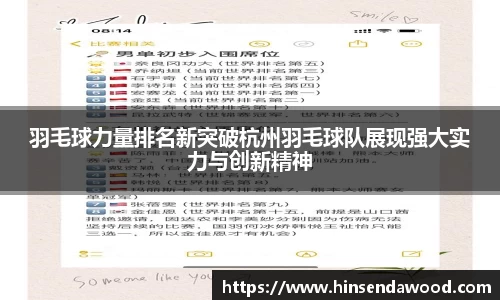 羽毛球力量排名新突破杭州羽毛球队展现强大实力与创新精神